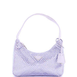 Prada Mini Re-Edition 2000 Hobo Crystal Embellished Satin